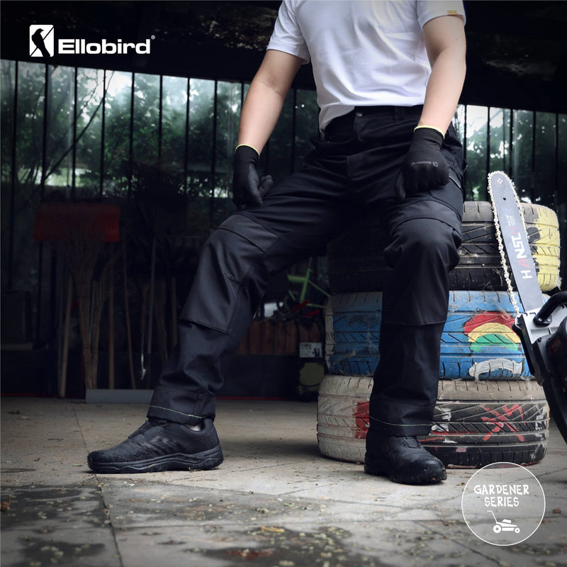 Load image into Gallery viewer, Ellobird Men&#39;s Construction Work Pant Double Knee Stretch Trousers Pants - Black knight - Ellobird
